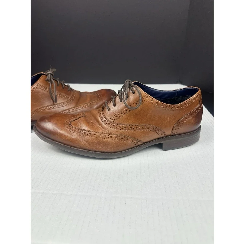 Cole Haan Mens Wayne C30687 Brown Leather Wingtip Oxford Dress Shoes Size 11 M